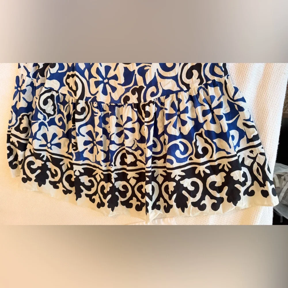 ZARA Blue & Black Floral Midi Maxi Dress w Cut-out Open Back